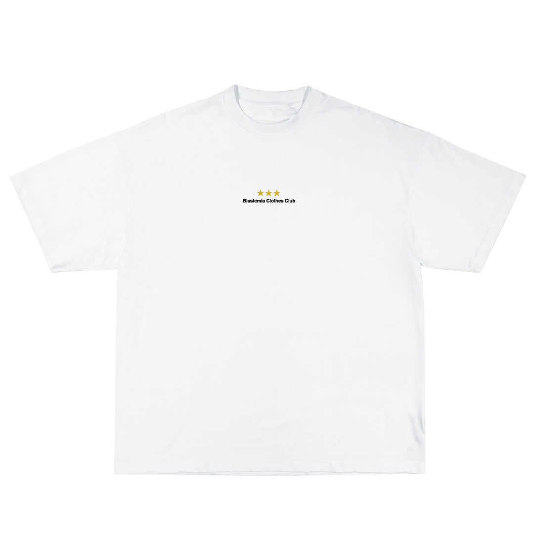 "BLASFEMIA CLUB" Playera Oversize Color Blanca