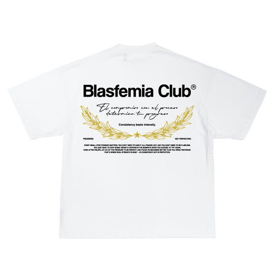 "BLASFEMIA CLUB" Playera Oversize Color Blanca